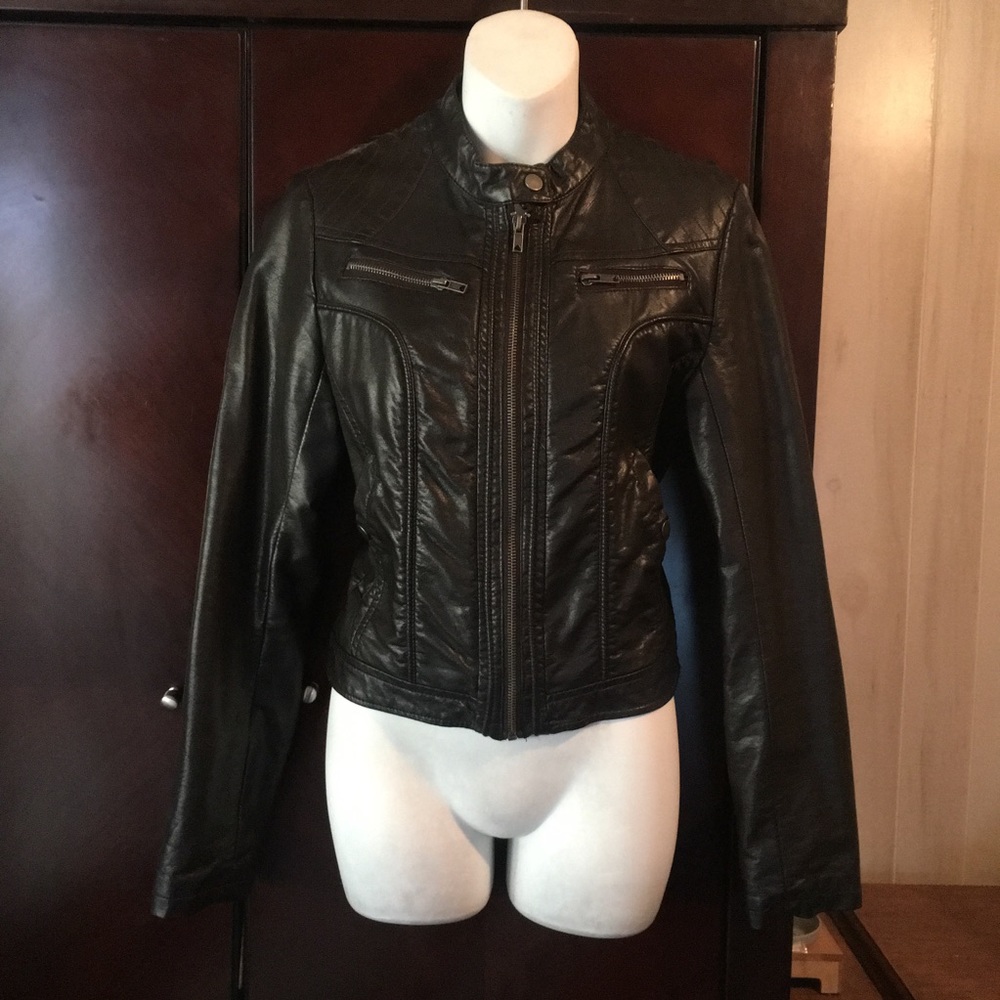 Faux brown leather jacket